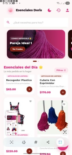 Pantalla de la aplicación Esenciales Doris en Modo Claro
